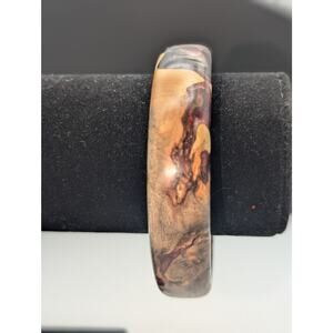 Vtg Natural Wood Colorful Browns Creams Grays & Burgundy Colored Bangle Bracelet